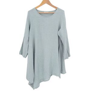 Bryn Walker Naida 100% Linen Tunic Asymmetrical Hem Lagenlook Coastal Womens XS
